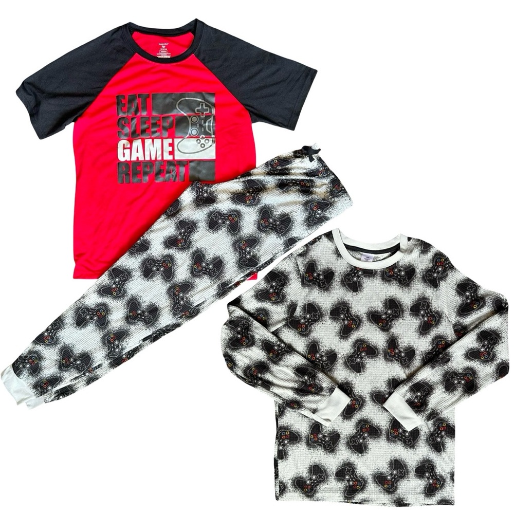 Big Boys 14/16 fleece long sleeve short sleeve 3-piece pajama set